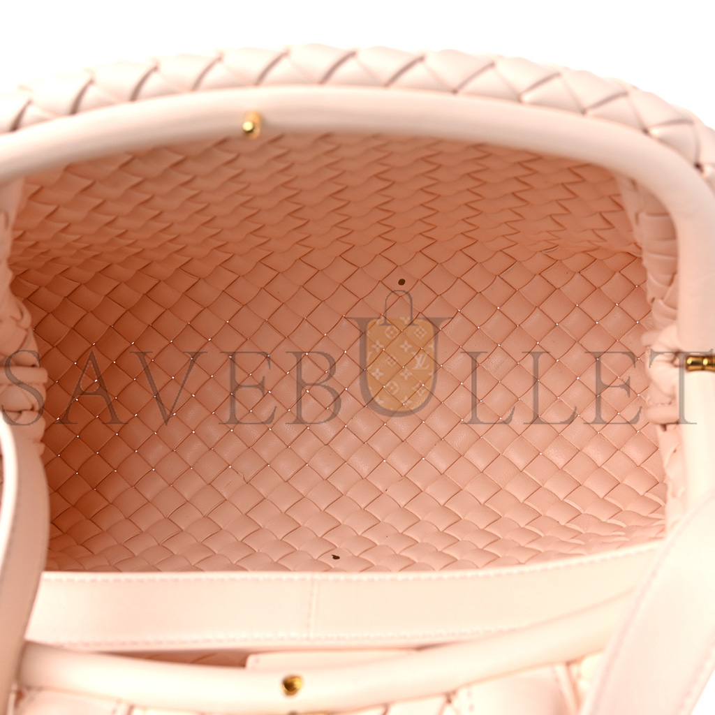 BOTTEGA VENETA NAPPA INTRECCIATO MINI TOP HANDLE SHOULDER BAG FLAMINGO  (22*17*8cm)