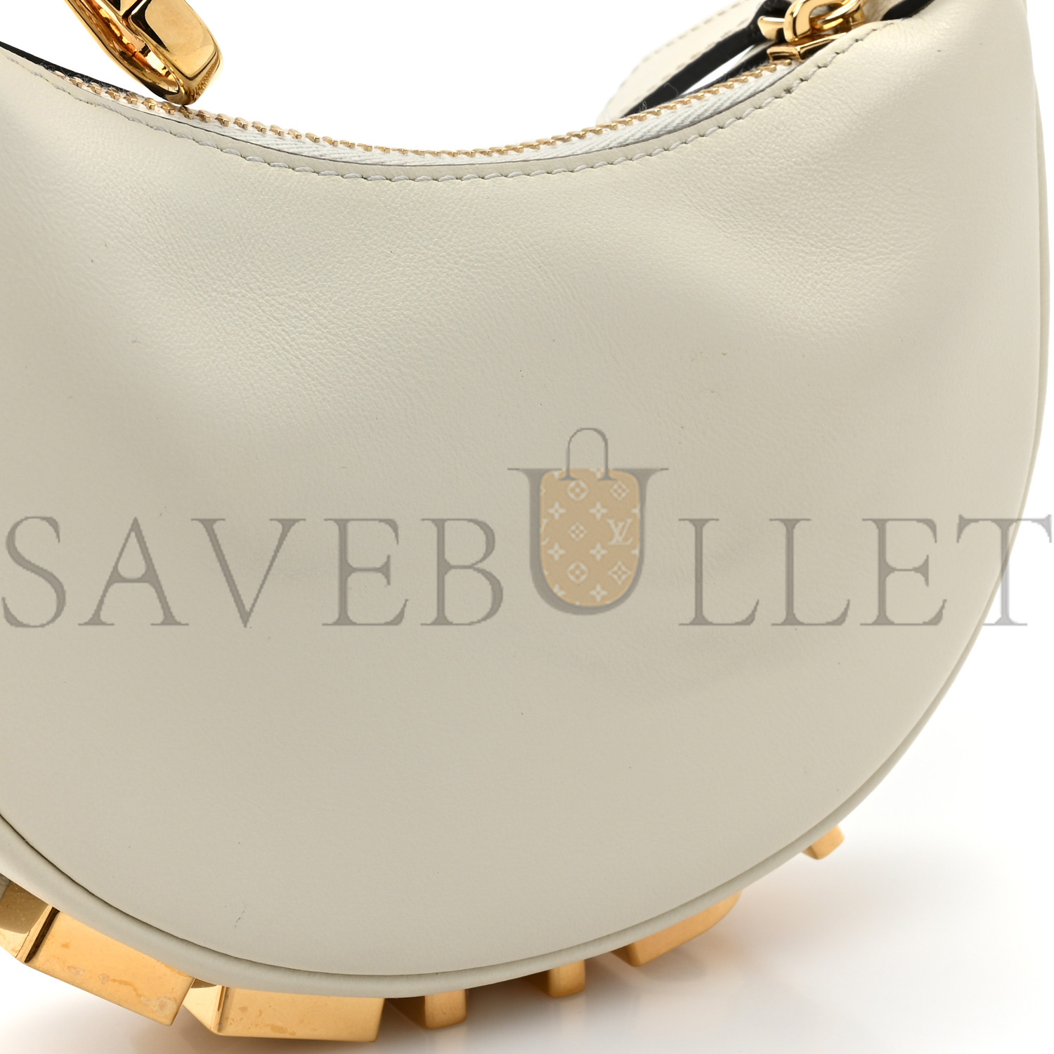 FENDI VITELLO GRACE MATTE NANO FENDIGRAPHY HOBO CHARM WHITE ICE (15*11*5cm)