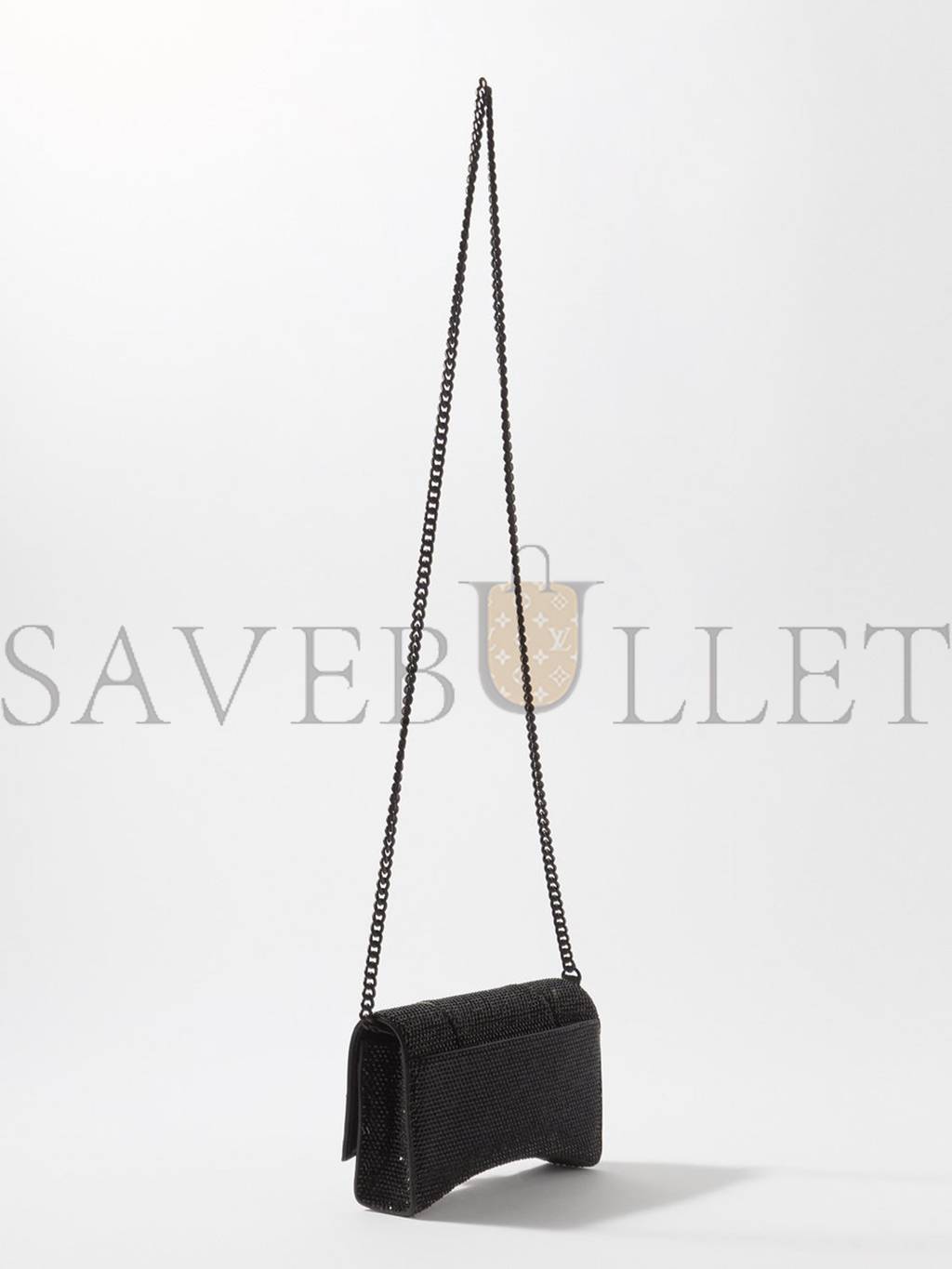 BALENCIAGA BLACK HOURGLASS CRYSTAL-EMBELLISHED CROSS-BODY BAG MATCHESFASHION US (20*11.3*6cm)