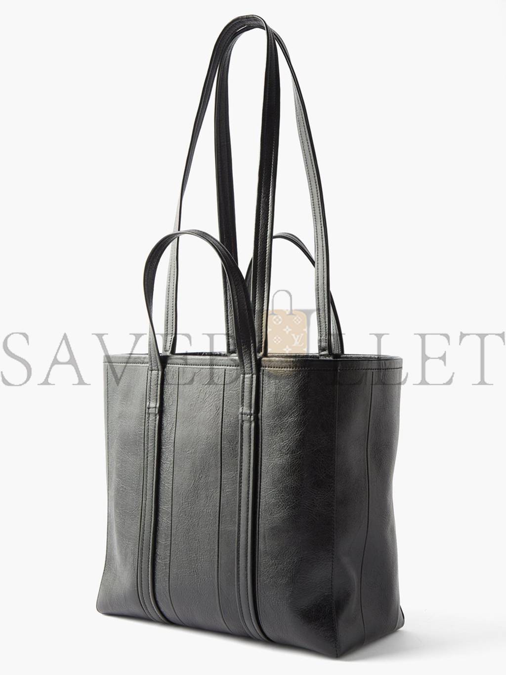 BALENCIAGA BLACK BARBES M CRINKLED-LEATHER TOTE BAG MATCHESFASHION US (40.8*29.2*13.9cm)