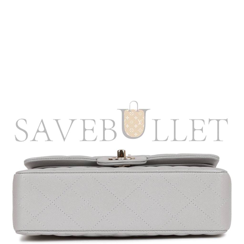 CHANEL SMALL CLASSIC DOUBLE FLAP GREY CAVIAR LIGHT GOLD HARDWARE (23*13*6cm) CHANEL SMALL CLASSIC DOUBLE FLAP GREY CAVIAR LIGHT GOLD HARDWARE (23*13*6cm)