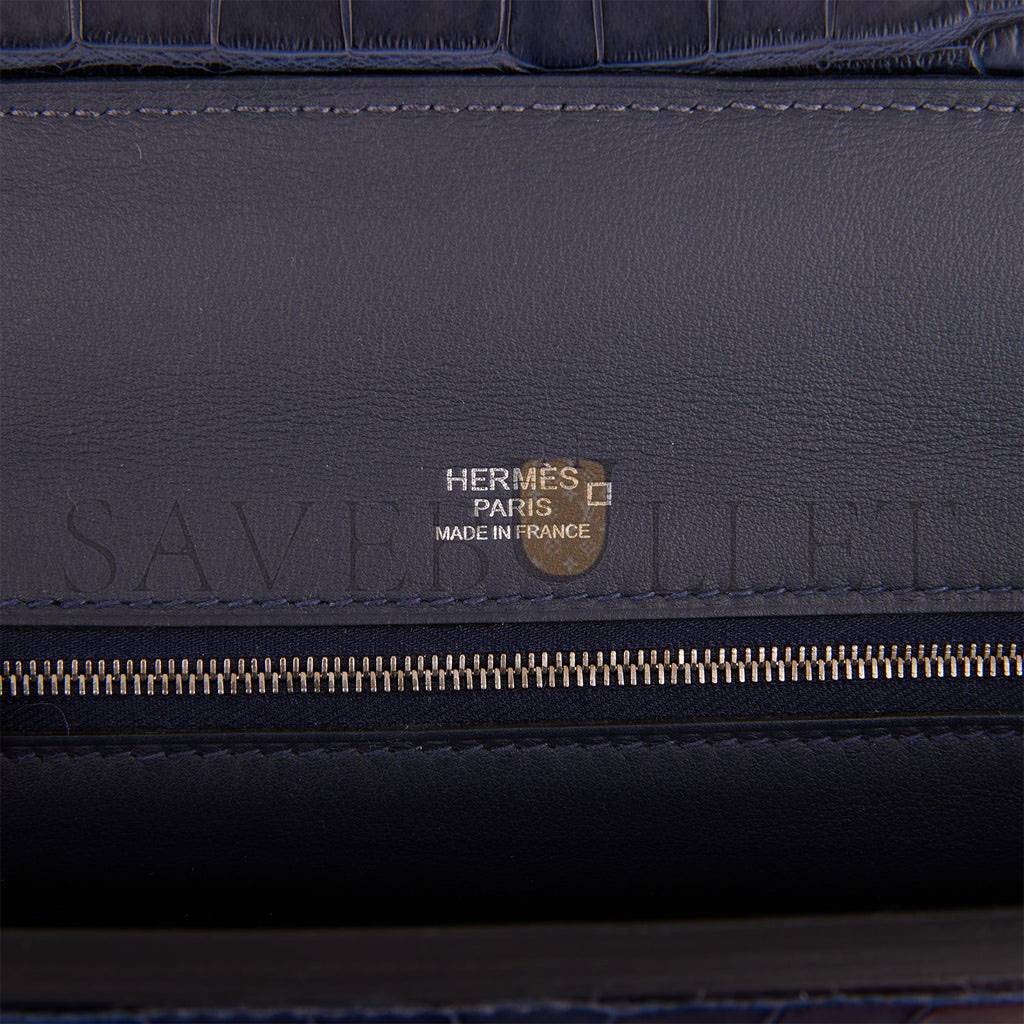 HERMES 2424 BAG 29 BLEU NUIT ALLIGATOR AND TOGO TOUCH PALLADIUM HARDWARE (29*24*15cm)