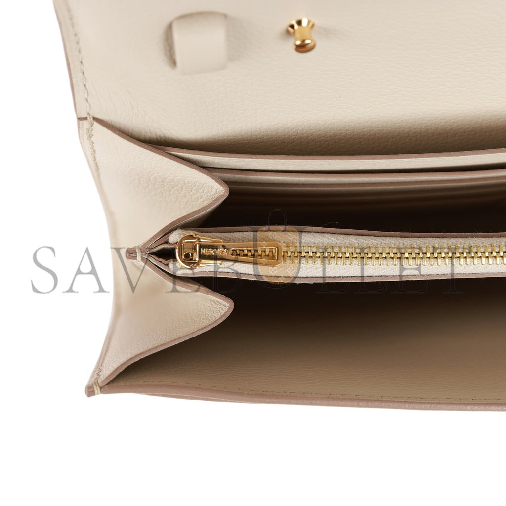 HERMES CONSTANCE WALLET TO GO BETON EVERCOLOR GOLD HARDWARE (22*11cm)