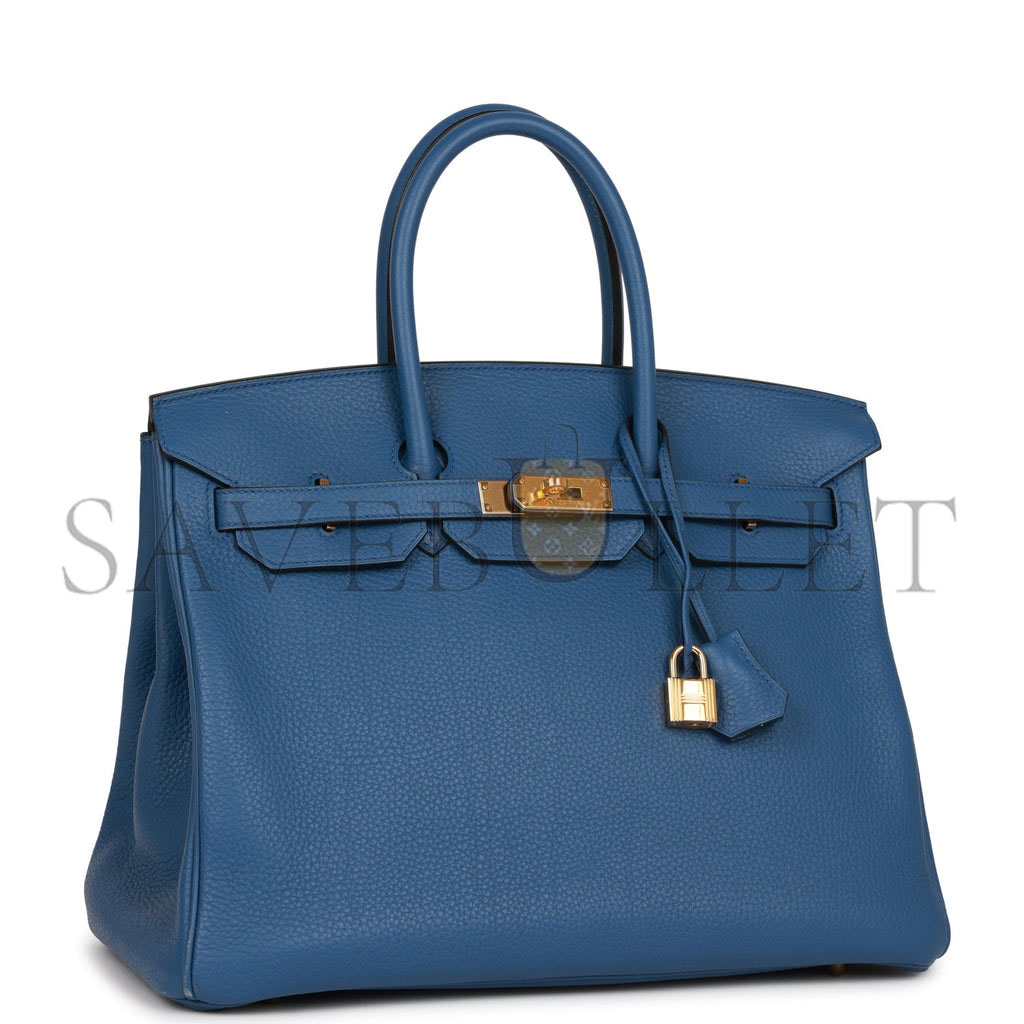 HERMES BIRKIN 35 BLEU AGATE TOGO GOLD HARDWARE (35cm)