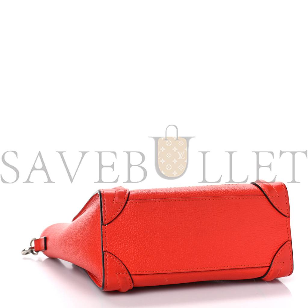 CELINE DRUMMED CALFSKIN NANO LUGGAGE VERMILLION (20*20*10cm)