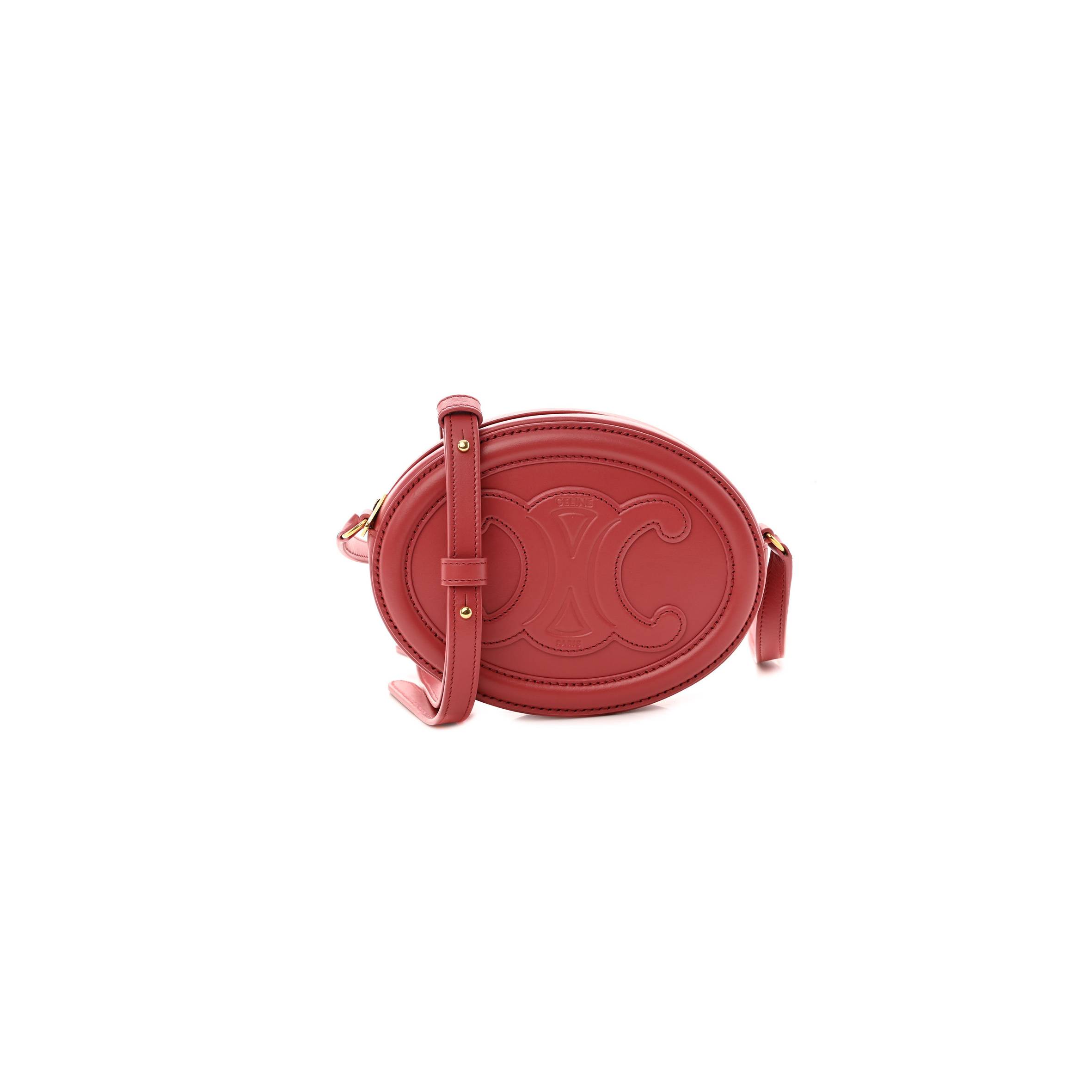 CELINE SMOOTH CALFSKIN CUIR TRIOMPHE OVAL PURSE CROSSBODY LIPSTICK (16*12*8cm) CELINE SMOOTH CALFSKIN CUIR TRIOMPHE OVAL PURSE CROSSBODY LIPSTICK (16*12*8cm)