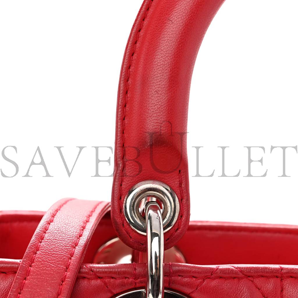 DIOR LAMBSKIN CANNAGE MEDIUM LADY DIOR RED (23*20*12.1cm)